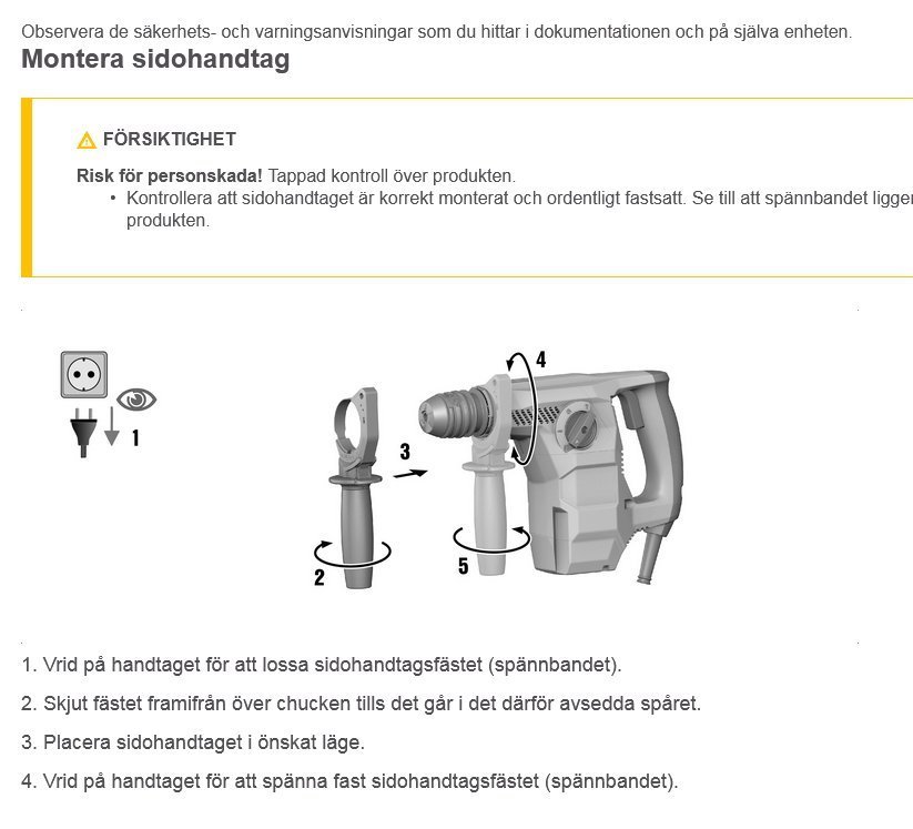 DEMO! Hilti Handtag f TE6 -TE30-TE6 Nuron TE30 Nuron TE 7 TE 16 inkl moms