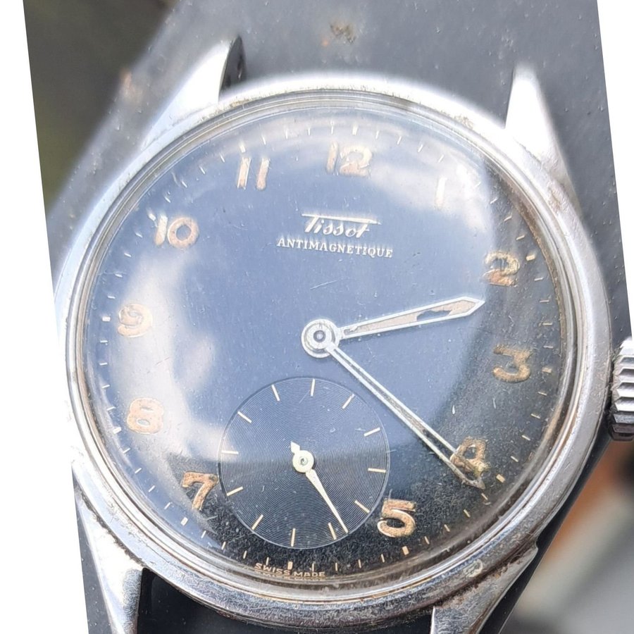 Tissot 1940 tal svart urtavla