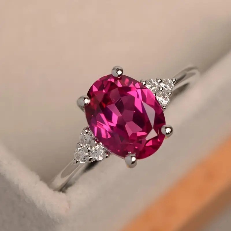 Gorgeous Rose Red Zirconia Ring Symbol Of Eternity Love|| saiz 7