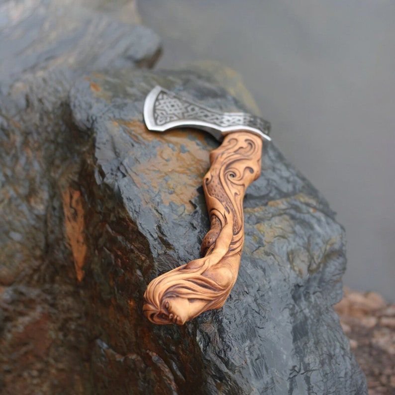 Incredible Viking Axe | Handmade mermaid Viking Axe and handles material Wood