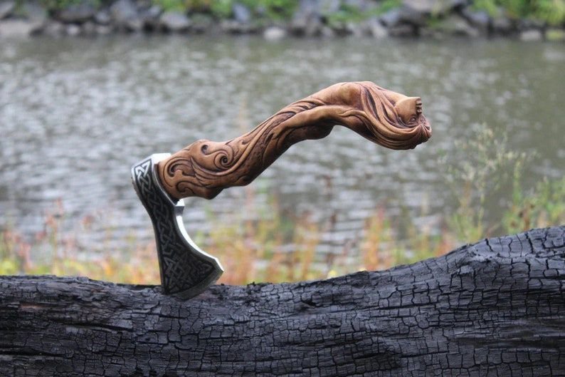Incredible Viking Axe | Handmade mermaid Viking Axe and handles material Wood