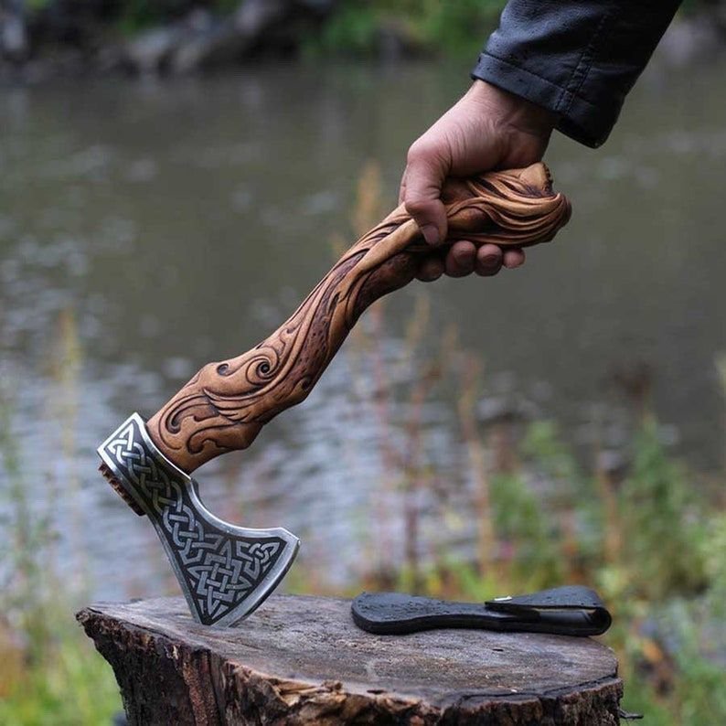 Incredible Viking Axe | Handmade mermaid Viking Axe and handles material Wood