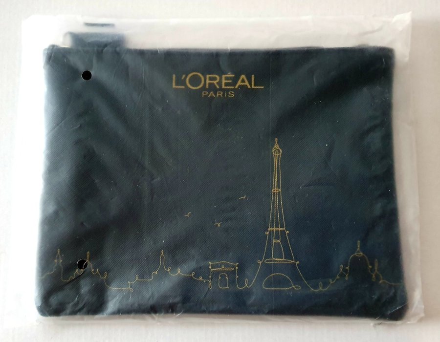 Ny Svart Guld L'Oreal PARIS Necessär Eiffeltornet Sminkväska Väska Bag Plomberad