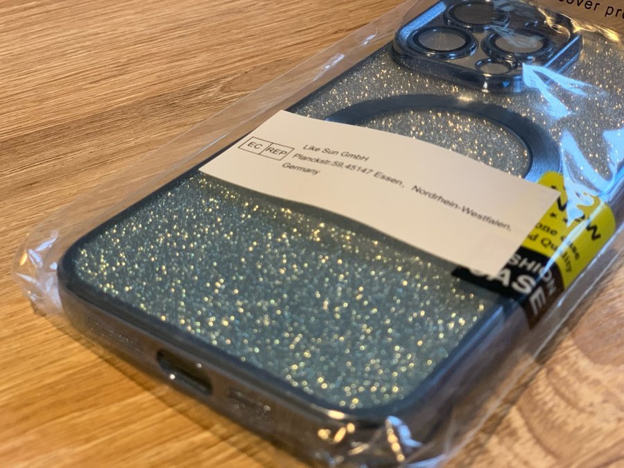 iPhone 14 Pro Max cover m glitter blå