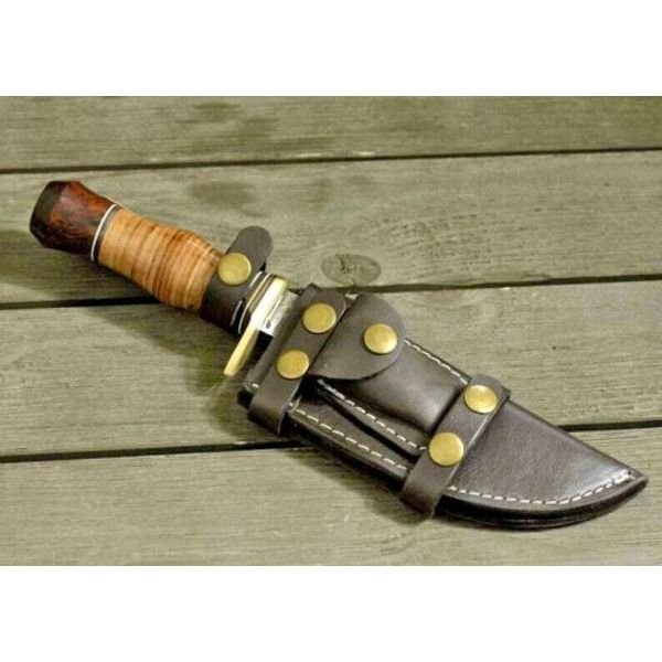 Handmade Tactical Survival Hunting Knife Walnut Wood Handle