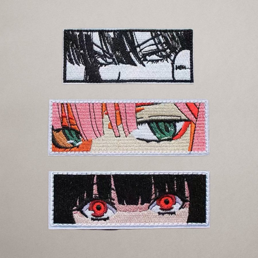 Patches  Pins - 3 Pcs Anime Gaze Embroidered Patch Set | Anime tygmärke|