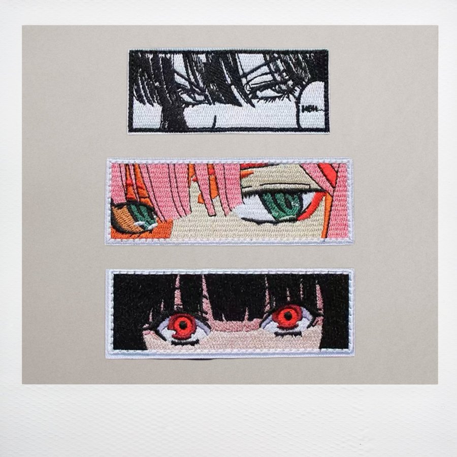 Patches  Pins - 3 Pcs Anime Gaze Embroidered Patch Set | Anime tygmärke|