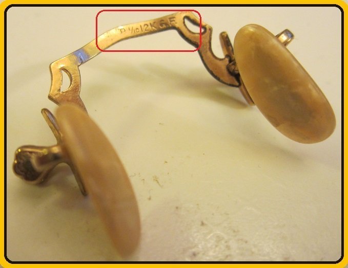 VINTAGE GOLD FILLED Antique GLASSES parts (bridgenosepads SIGNED P 1/10 12K GF