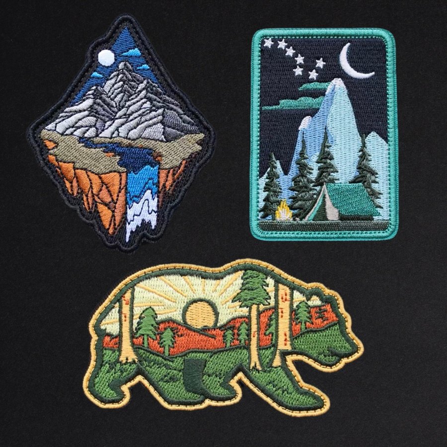 Patches  Pins - 3 Pcs Outdoor Adventure Patch Set | Camping tygmärke|