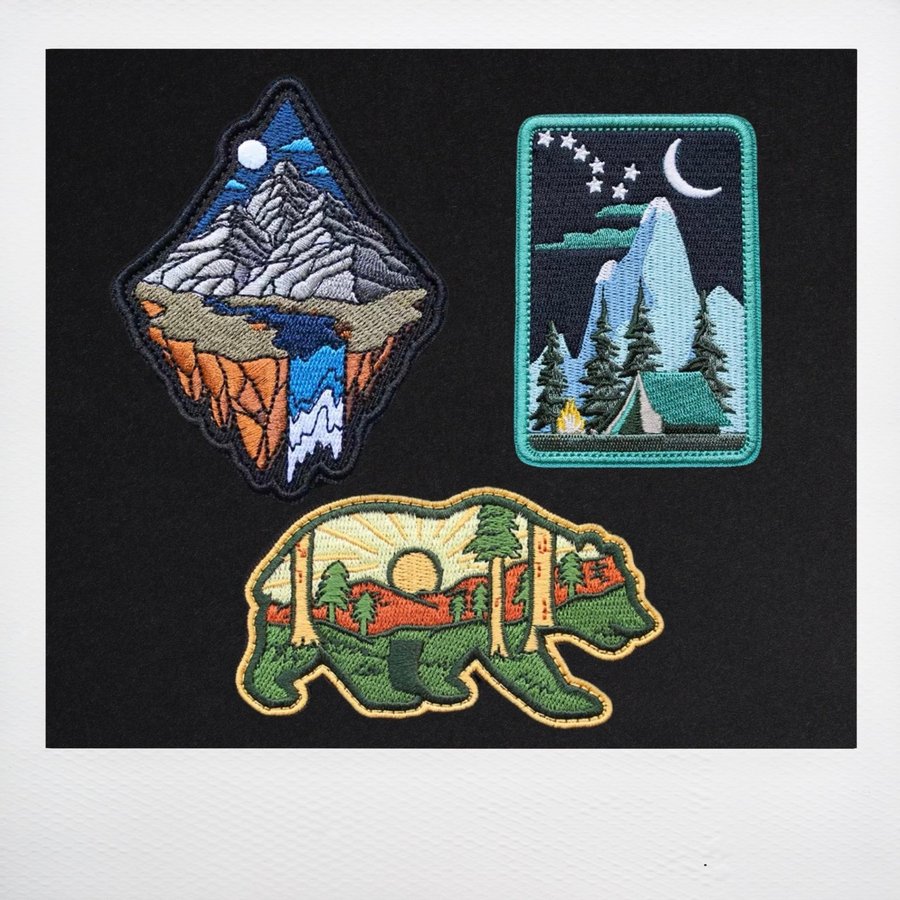 Patches  Pins - 3 Pcs Outdoor Adventure Patch Set | Camping tygmärke|