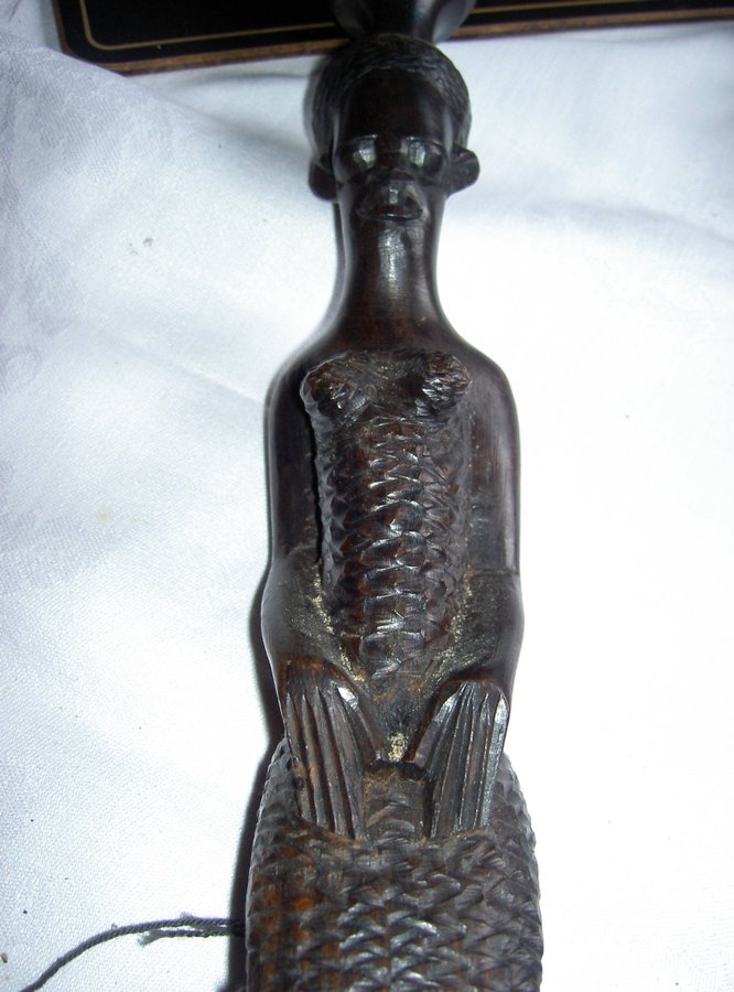 Äldre Afrikansk Hövdingstav - käpp/stav i mörkt trä troligen Ebenholts - 94 cm