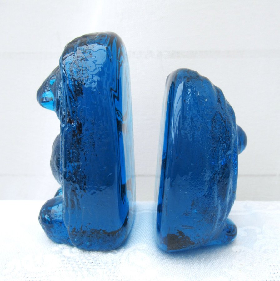 2 GLASTROLL BERGDALA GLASBRUK BLÅ TROLL GLAS FIGURIN SAMLAROBJEKT 70-TAL RETRO