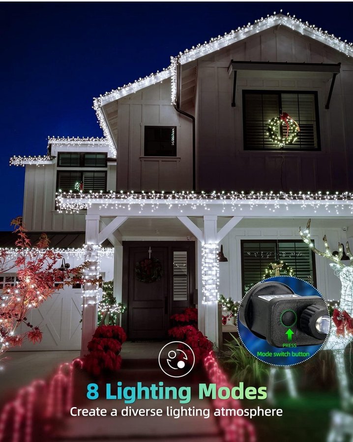 LIGHTNUM Christmas Lights Outdoor Ice Rain Lightnum 17m 480