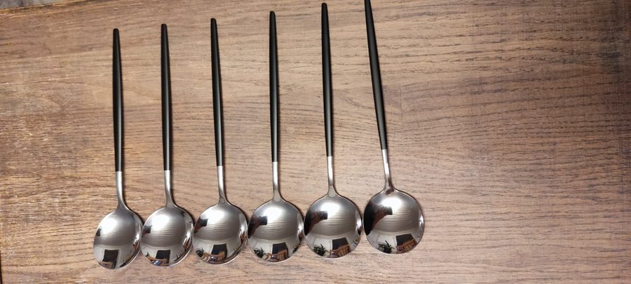 Ny bestickset bestick gaffel sked kniv 24st silver svart rostfritt stål