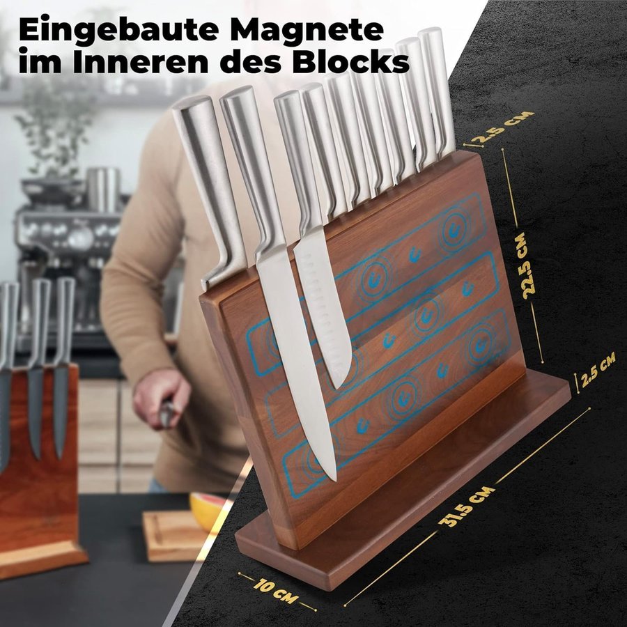 NYTT Magnetiskt knivblock av stark valnöt | 31 x 225 x 25 cm | Ordpris 599kr