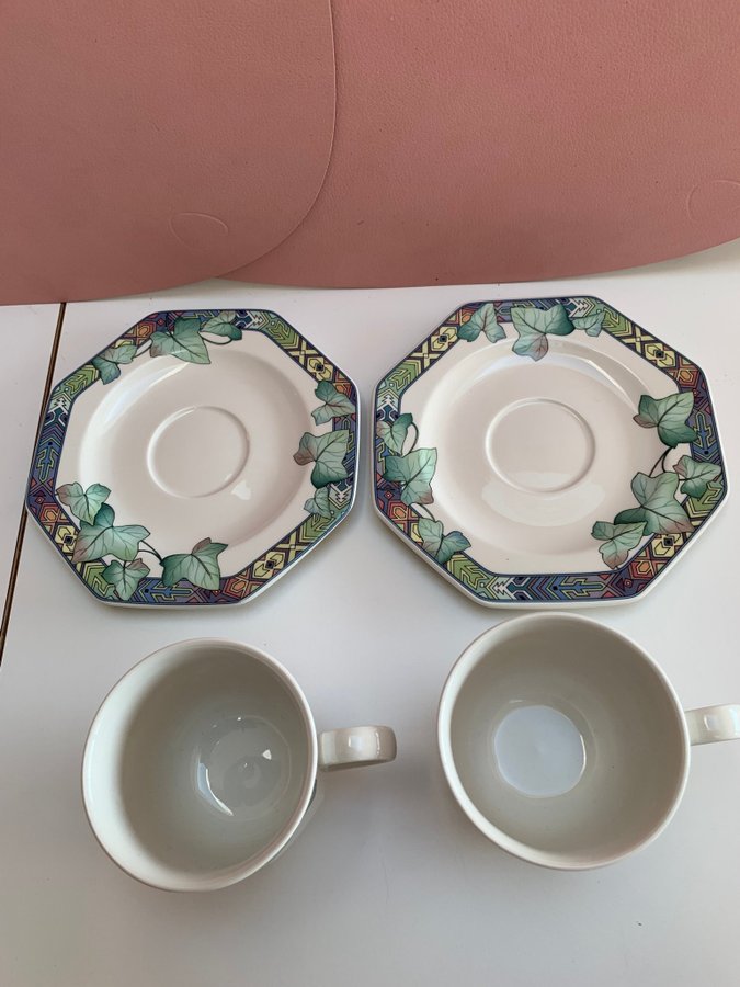 Villeroy  Boch Germany porslin Pasadena 2 kaffekoppar med fat