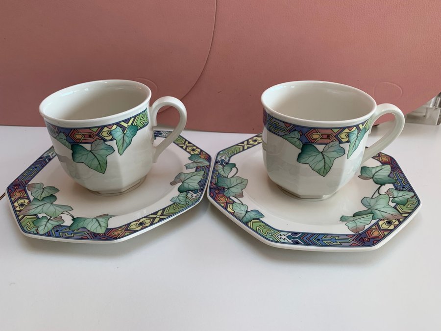 Villeroy  Boch Germany porslin Pasadena 2 kaffekoppar med fat