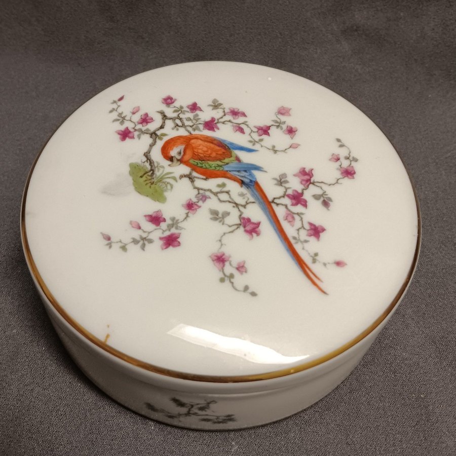 Porslinsskål med lock för godis "Bonboniere" - Rosenthal Fågel/Blommor