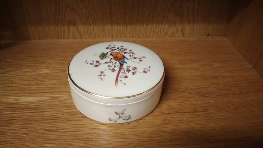 Porslinsskål med lock för godis "Bonboniere" - Rosenthal Fågel/Blommor