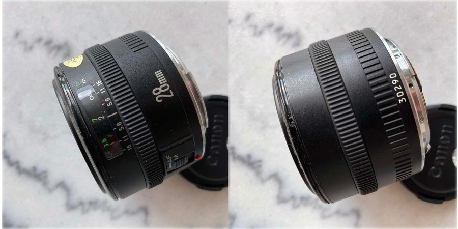 Canon EF 28mm f28 1:28 mycket fina AF/MF 28/28 EF28mm 28/28 EF28