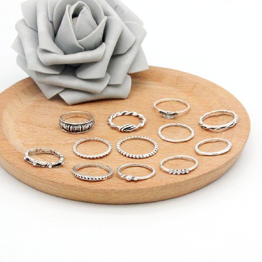 12-pack Boho Silver Ringar