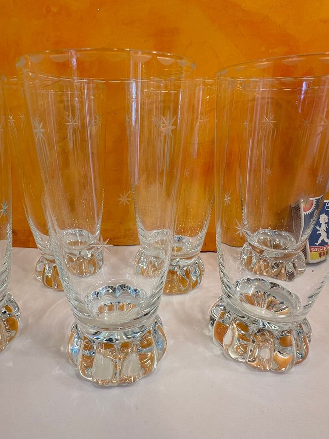 Retro longdrinkglas ölglas vintage svensk kristall GEBE