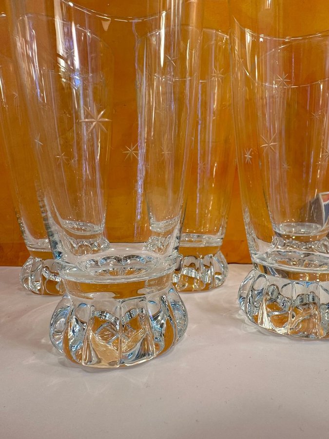 Retro longdrinkglas ölglas vintage svensk kristall GEBE