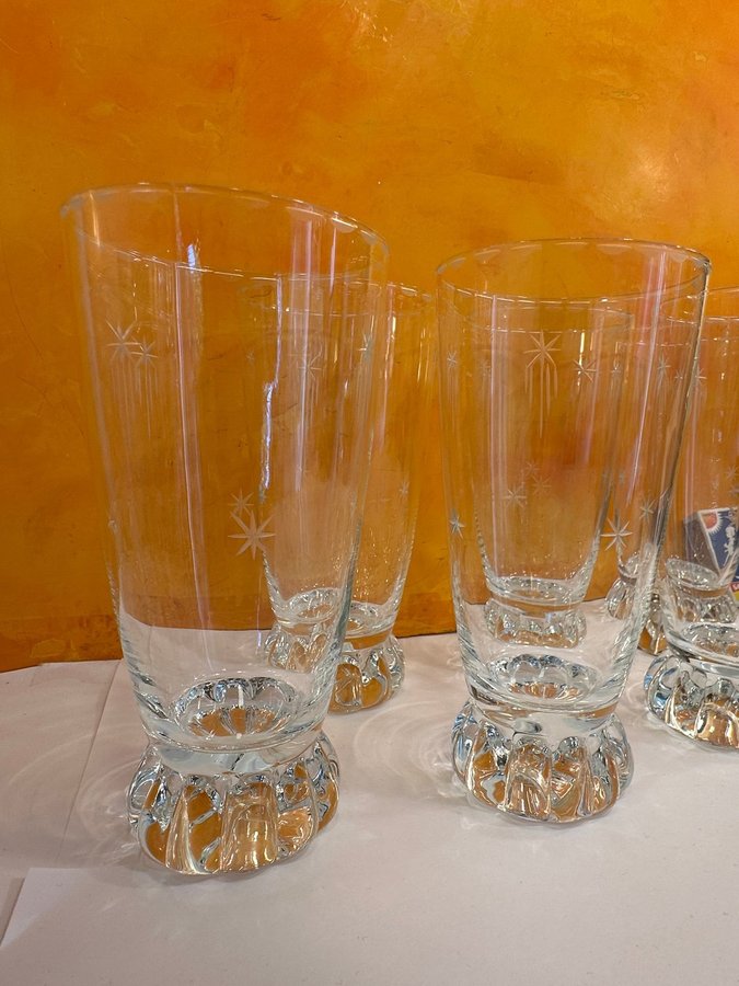 Retro longdrinkglas ölglas vintage svensk kristall GEBE