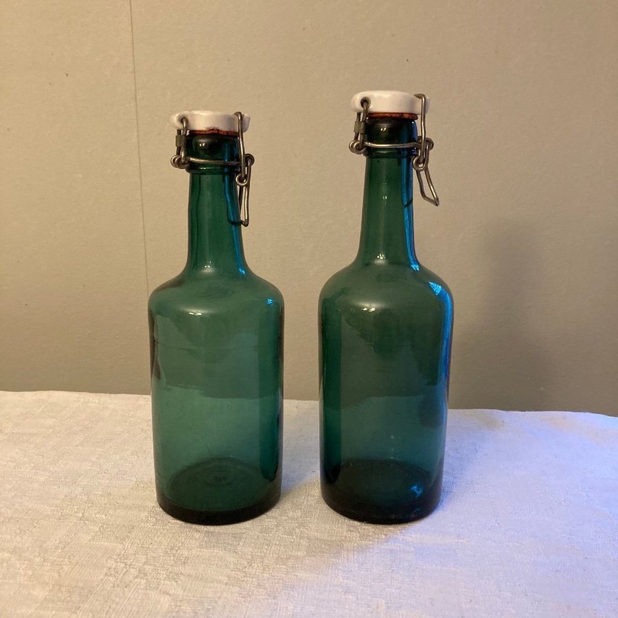 Glasflaska Gammal Ölflaska Retro Vintage Grön Dryckesflaska
