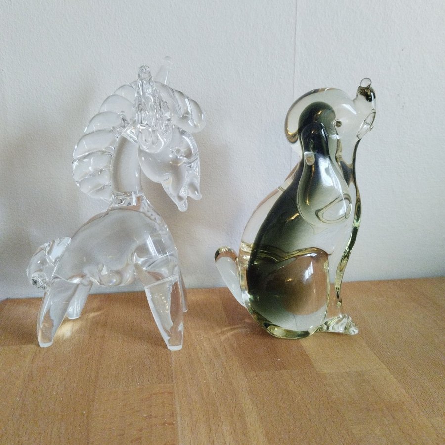 Glas figurer Häst och Hund