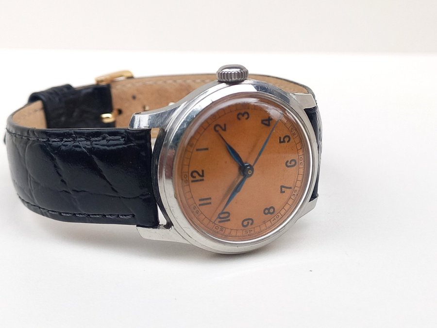 Vintage nice Unbranding Military Watch with Orange Dial