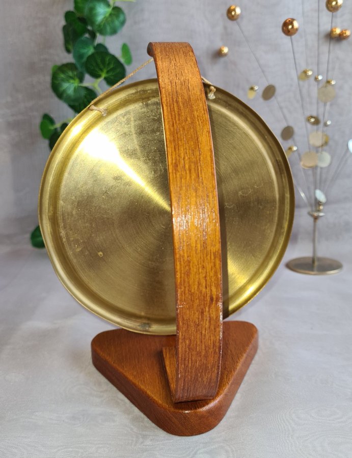 VINTAGE Gong-Gong av ÄKTA Teak o MÄSSING Karl Holmberg Götene Sweden RETRO