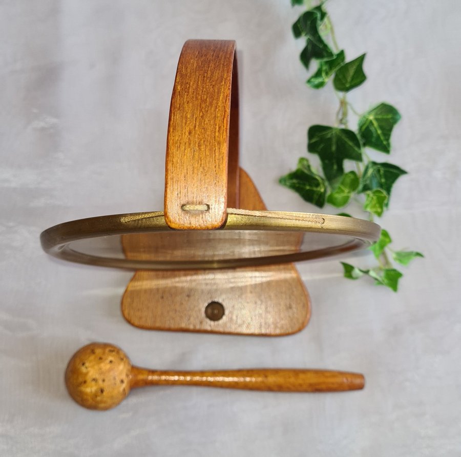 VINTAGE Gong-Gong av ÄKTA Teak o MÄSSING Karl Holmberg Götene Sweden RETRO