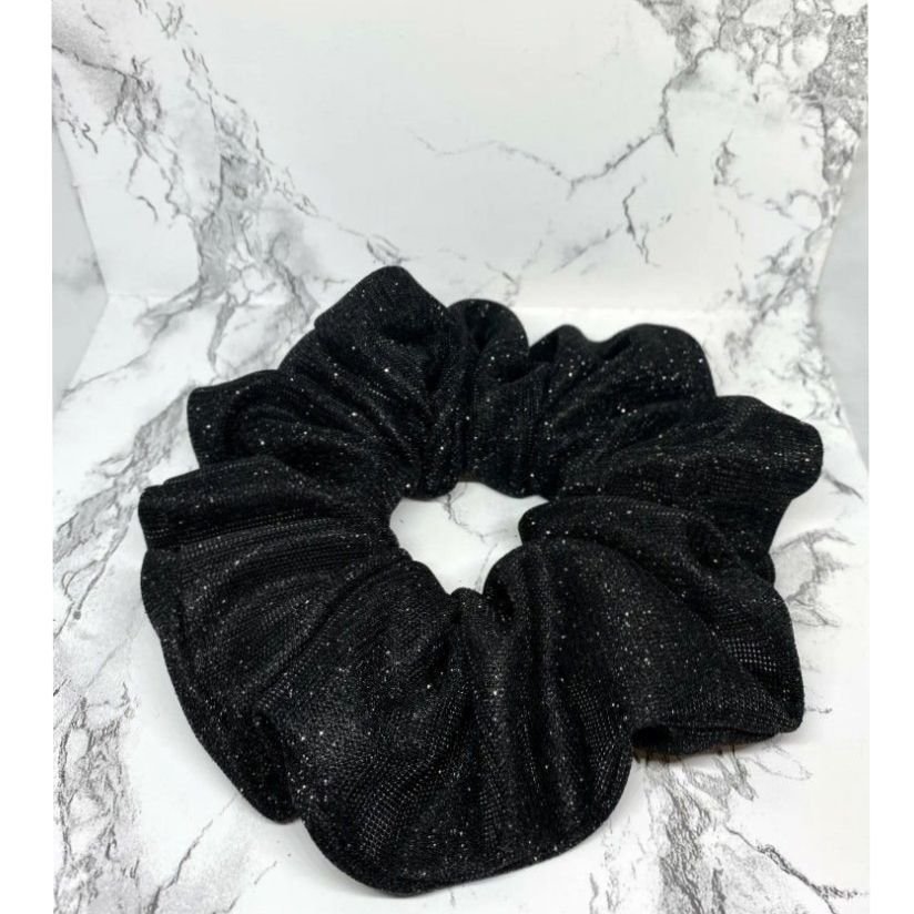 Svart XL överdimensionerad glitter Scrunchie hårsnodd Enchanted Scrunch HELT NY