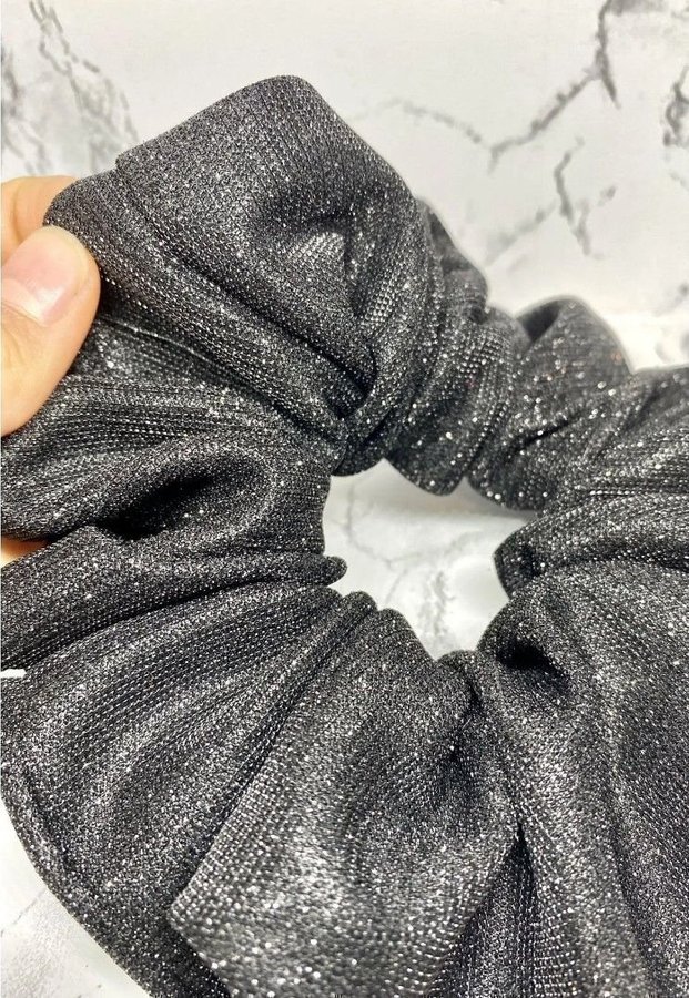 Svart XL överdimensionerad glitter Scrunchie hårsnodd Enchanted Scrunch HELT NY