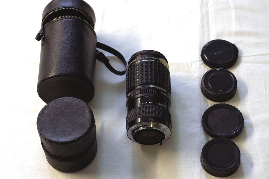 PENTAX ASHAI TAKUMAR BAYONET 135mm f25 + 2X APK TELEPLUS MC7  PK fattning