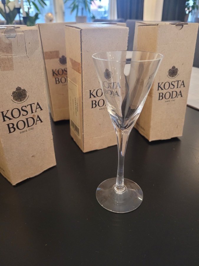 Kosta Boda snapsglas Chateu på fot