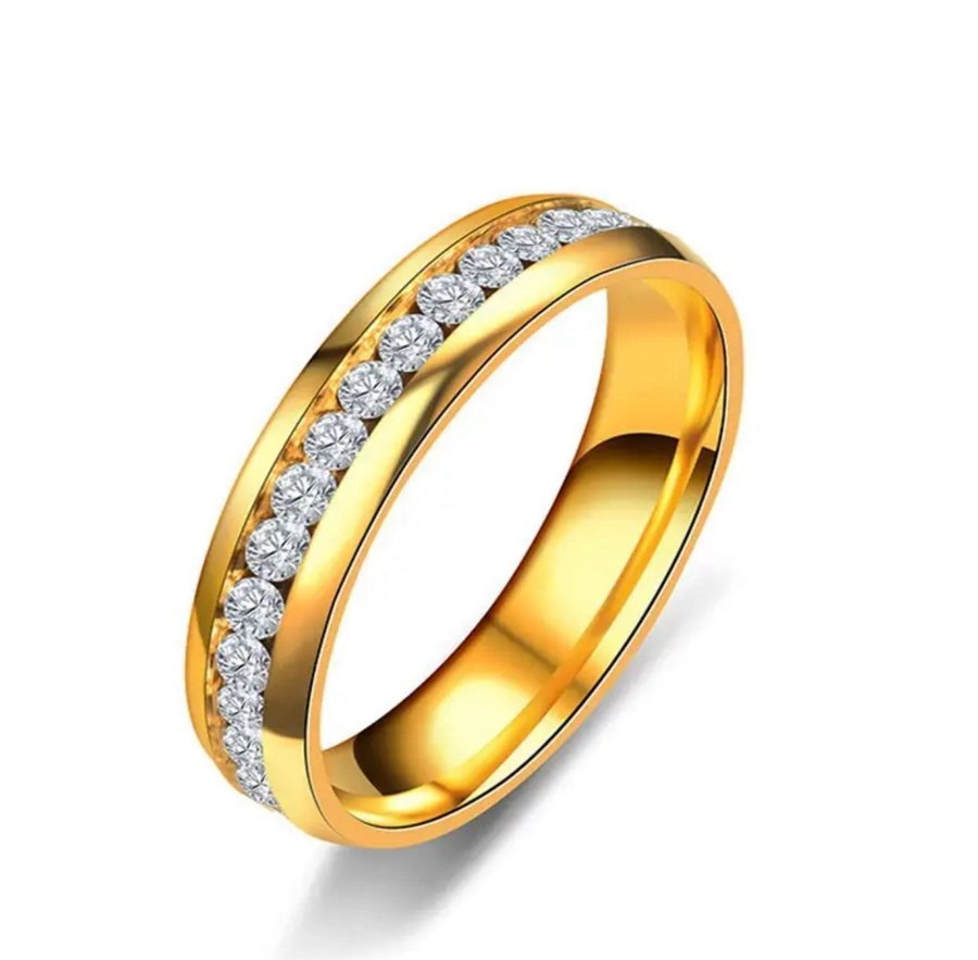 Helt nytt!! Jättefin ring i rostfritt stål crystal rhinestones stenar