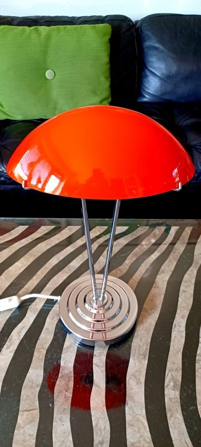 Fed Art Deco stil vintagelampe med orange glas skærm SHIPPING WORLDWIDE