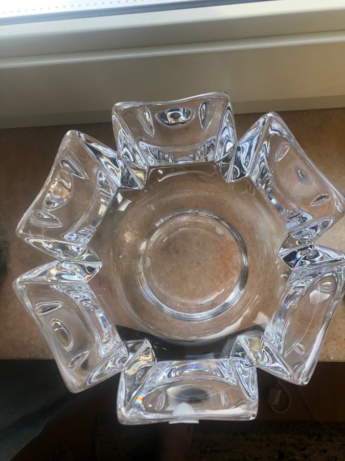 Vacker Orrefors kristallskål; ljushållare godisskål för småstenar-/snäckor