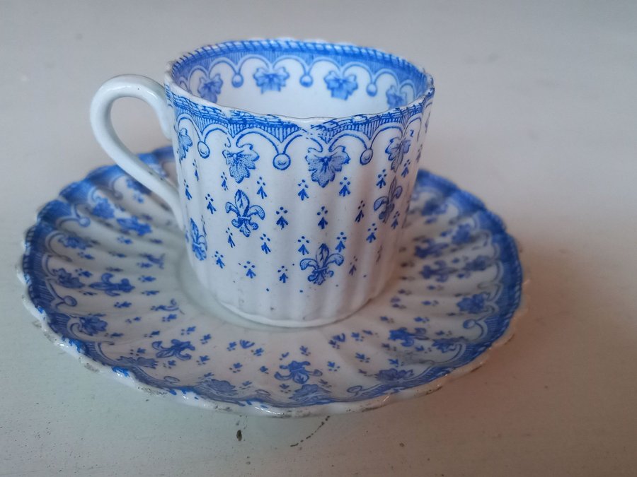 SPODE COPELAND 1 espressokopp med fat Fleur-de-Lis liten kopp