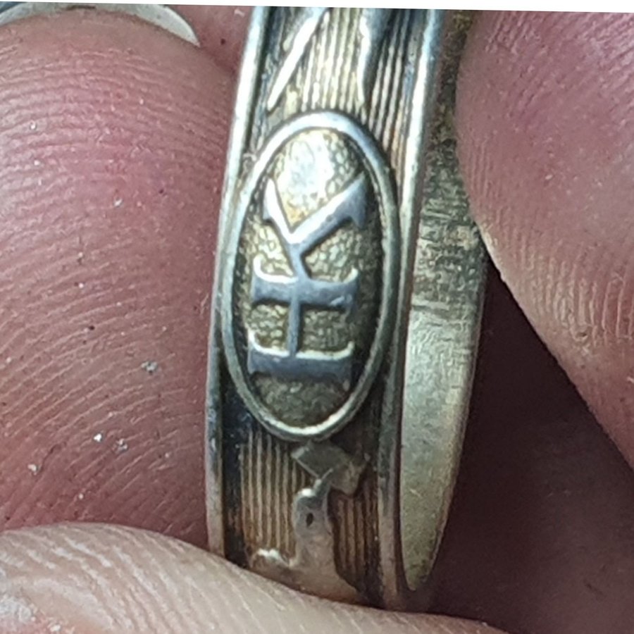 Äkta silver 21 mm storlek 21_ 22 sterling ring Vackert snidade handgjorda