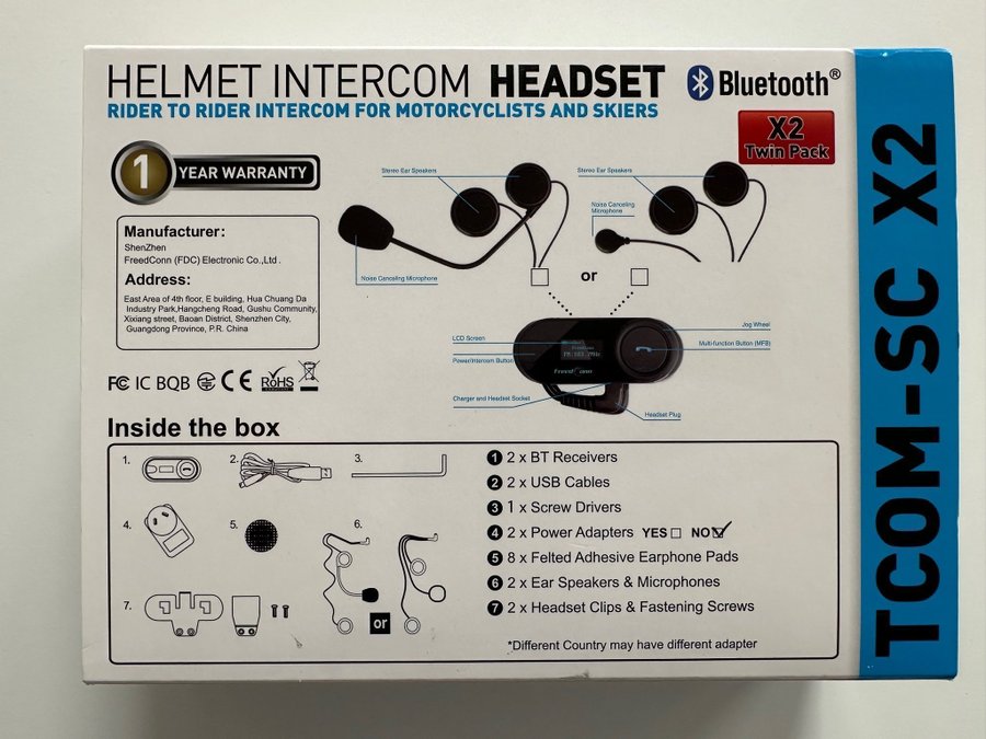 NY FreedConn Motorcykel Intercom TCOM-SC hjälm Bluetooth headset