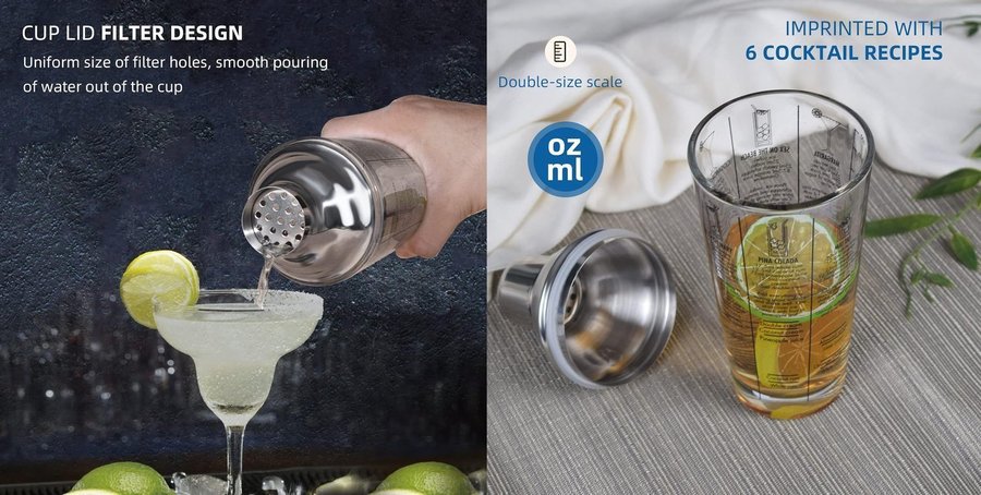 NYTT Bartender set med 05 l glas cocktail shaker med tillbehör | Ordpris 329kr