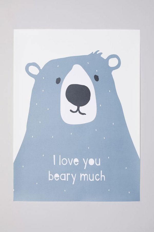 Poster med björnmotiv: "I love you beary much"