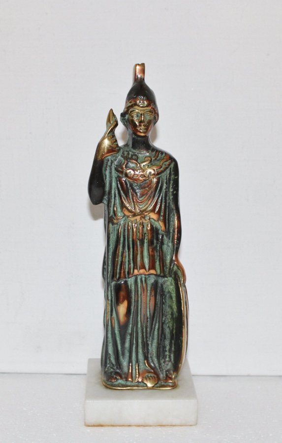 Skulptur - Athena - Brons på marmorsockel - Grekisk gudinna - Tung  gedigen