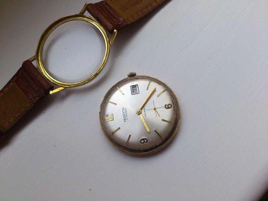 Gold '' 750 - 18 K '' wristwatch '' F A Z E T T A '' Diameter 34 mm