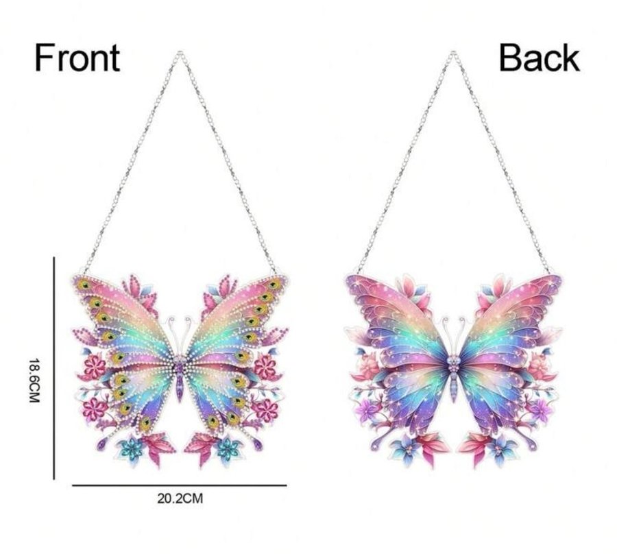Vacker Fjäril / Pendel / Solfångare / Diamond Painting