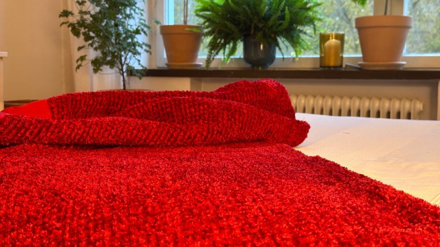 Ny/oanvänd Chenille Silk Blanket pläd i 100% silke 144x23 m