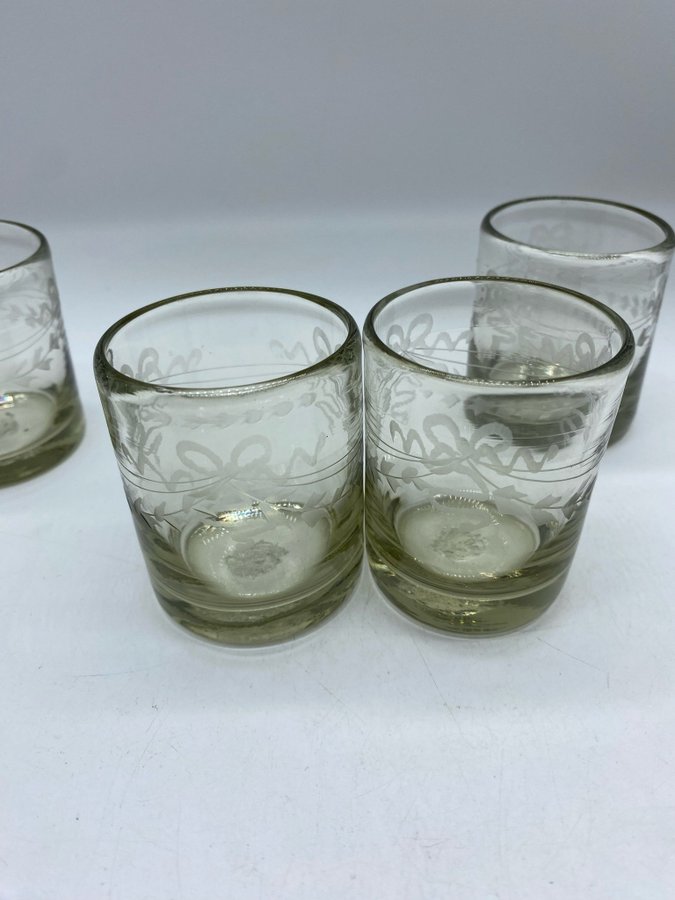 4st Likörglas Antik Reijmyre Glas Konstglas